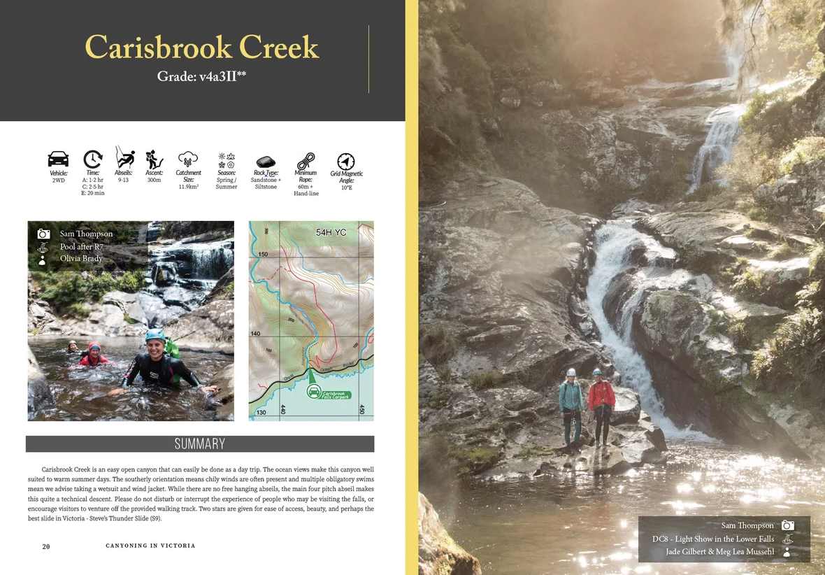 Interior spread showing canyon maps and photos
